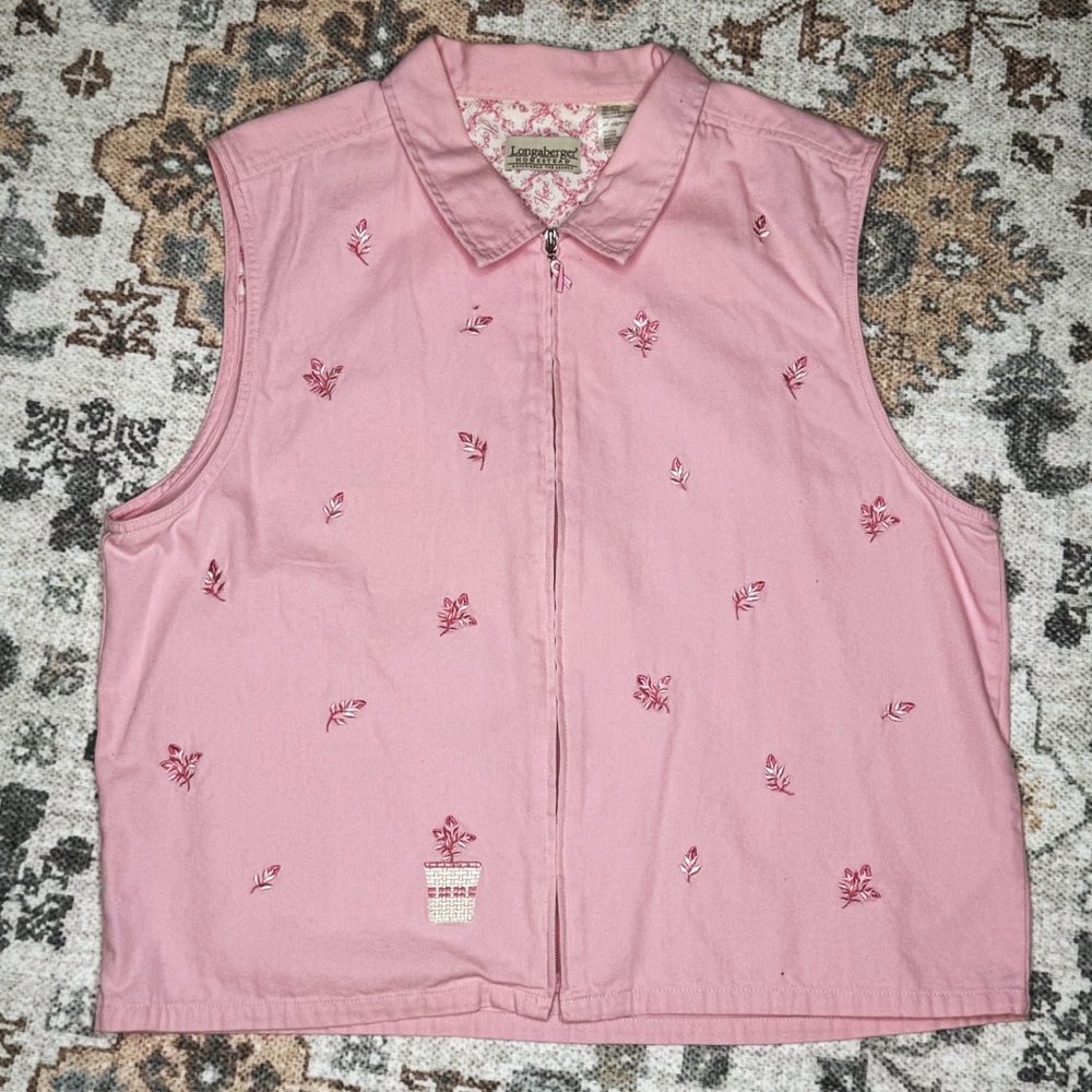 Longaberger Pink Breast Cancer Denim Vest Women’s XXXL